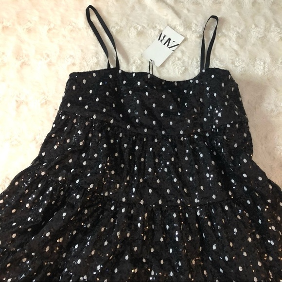 NWT ZARA Sequin Polka Dot Dress Size Medium - Picture 4 of 10